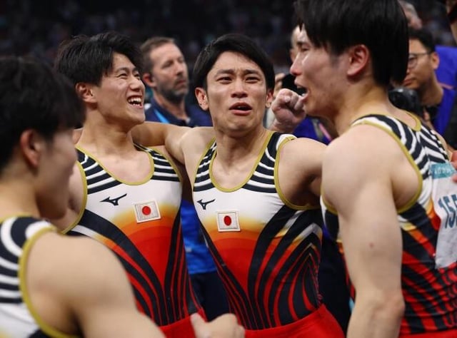 The sheer emotion of the Japanese gymnastics team after winning gold