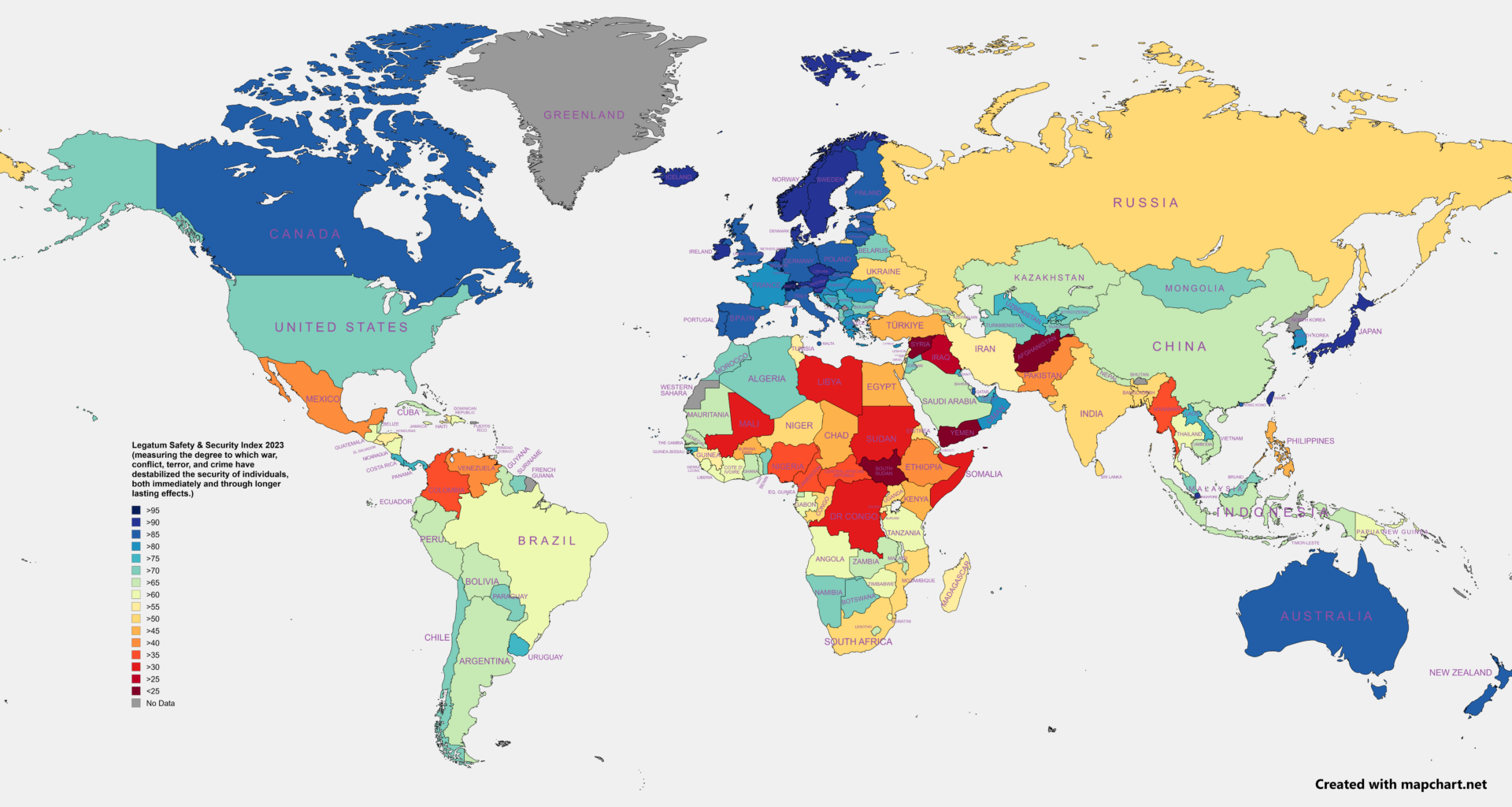 Legatum Safety & Security Index 2023 [OC]