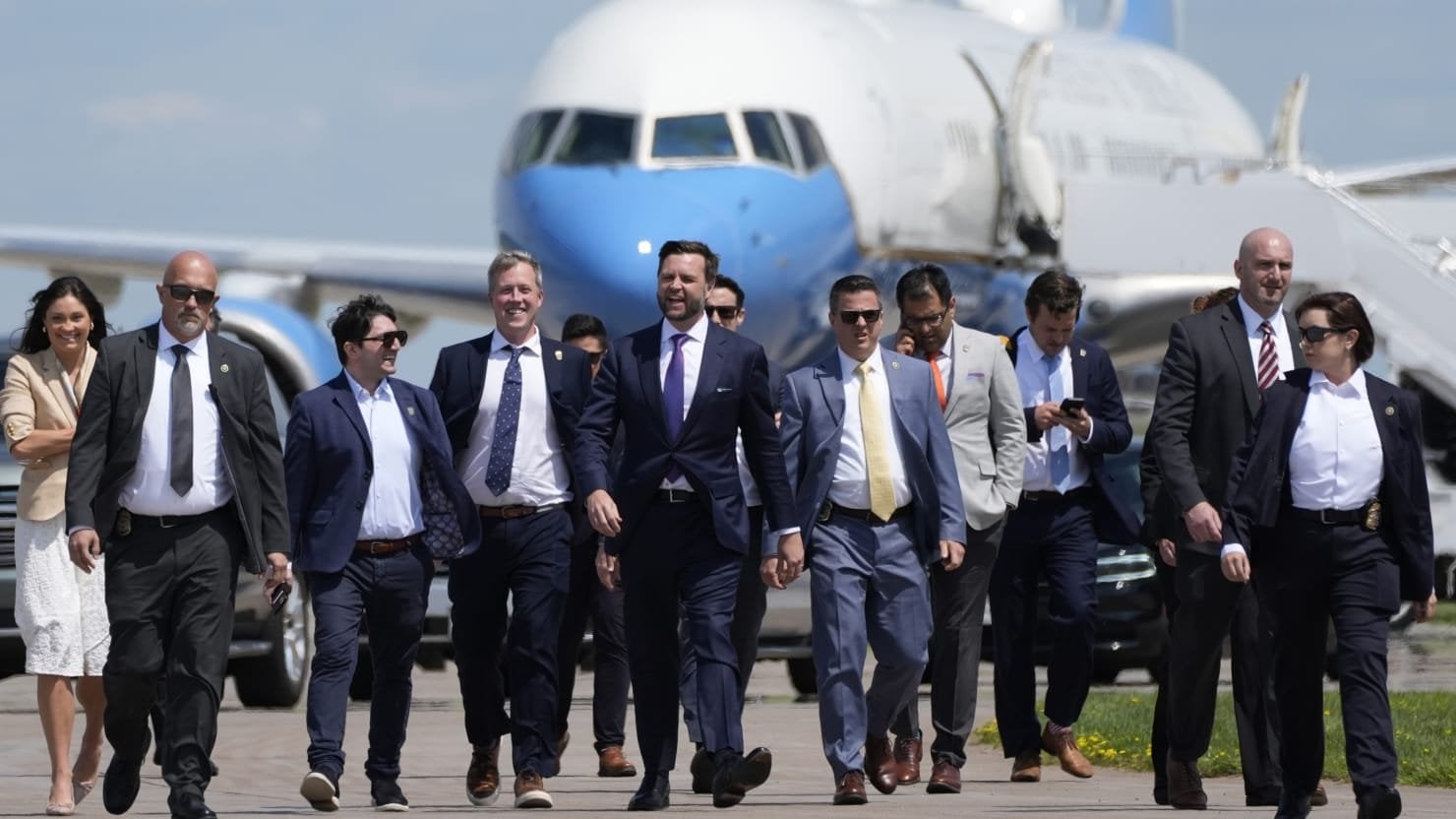 J.D. Vance Awkwardly Retreats After Bizarre Attempt to Storm Harris’ Empty Plane - The made for TV moment was so weird that it could have been a taken right out of the script of the TV show “Veep”.