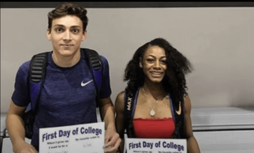 Current WR holder and gold medalist Mondo Duplantis and Silver Medalist Sha'Carri Richardson on their first day of college at LSU.