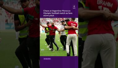 Chaos at Argentina-Morocco Olympic football match as fans storm pitch