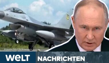 UKRAINE-KRIEG: Selenskyj präsentiert F16-Kampfjets – Wird Putin Drohung wahr machen? | WELT STREAM