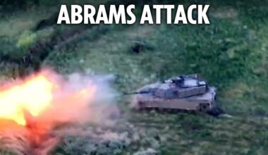 Rare footage shows Ukrainian Abrams tank blasting Russian forces with devastating shell fire