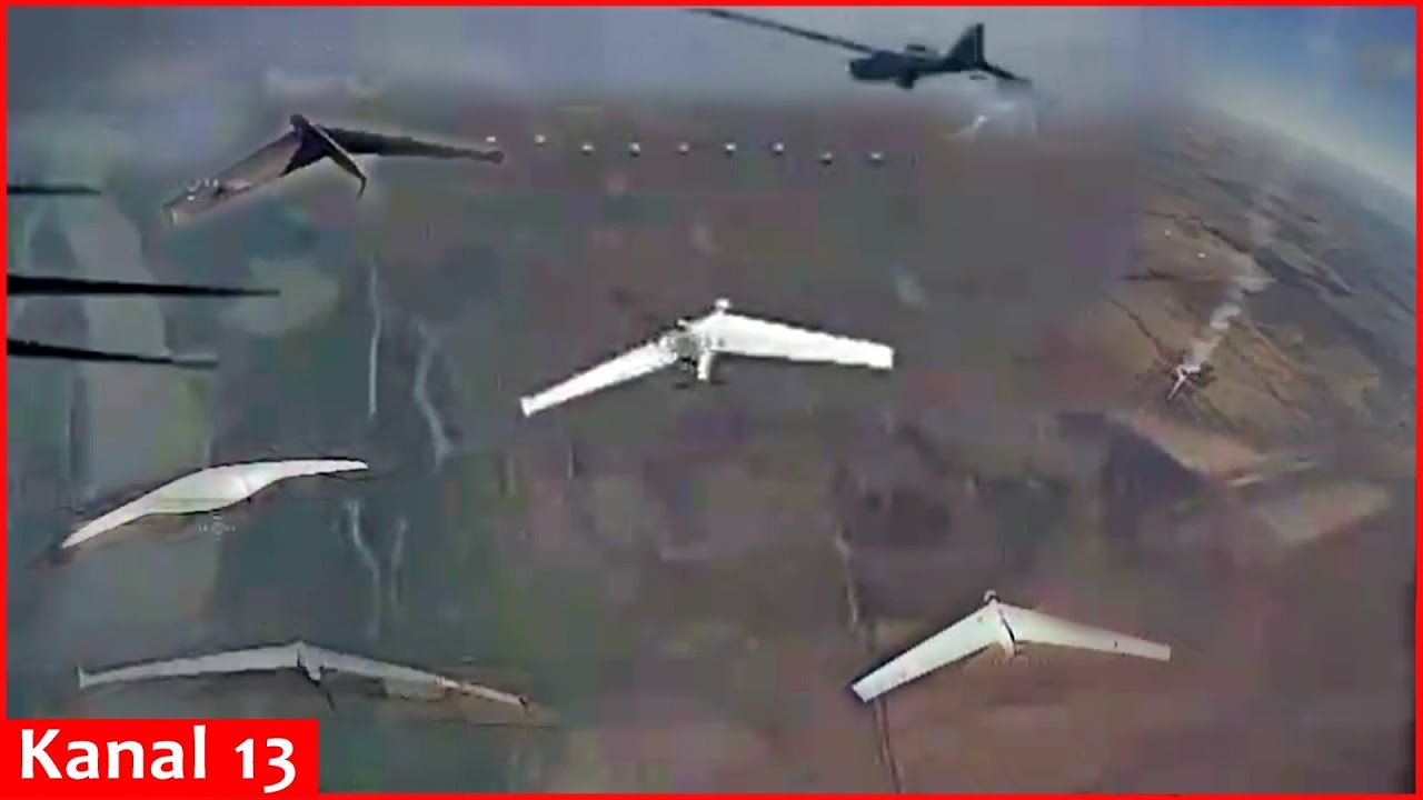 Footage of drone war - Ukrainian drone hunts Russian drones in the air