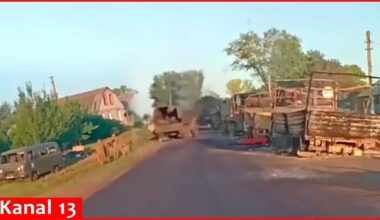 Russian KAMAZ convoy full of soldiers coming to help in Kursk was ambushed – Video footage