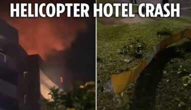 Pilot killed in horror helicopter crash into Hilton hotel sparking huge fireball