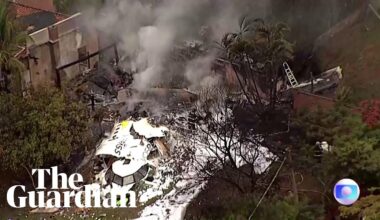 Aerial footage shows plane crash site in Brazil