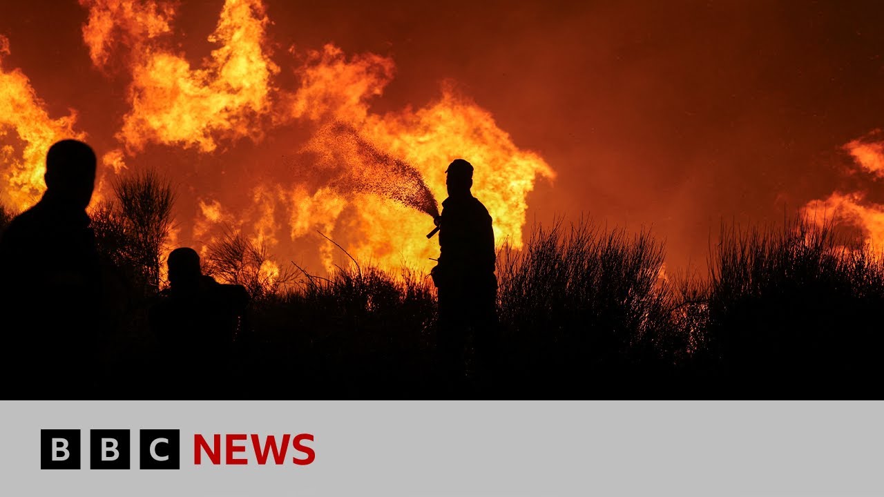 Thousands evacuated in Greece as wildfires approach Athens | BBC News