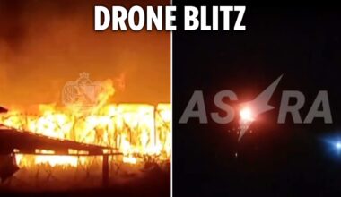 Ukraine launches huge drone strikes on Putin's troops blowing up 2 airfields in Russian territory