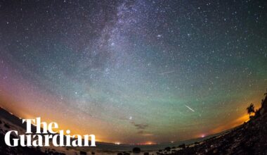 Meteor showers and northern lights captured in timelapse footage across the world