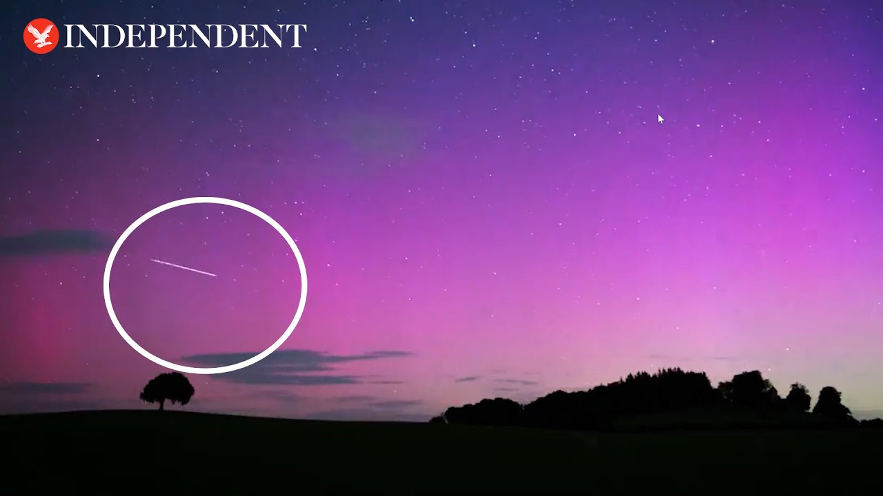 Timelapse of Perseid meteor shower and northern lights seen from north Yorkshire