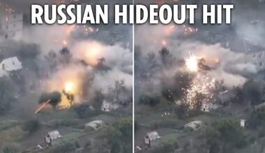 Dramatic moment Ukraine launches daring assault on Russian hideout as gunfire sends sparks flying