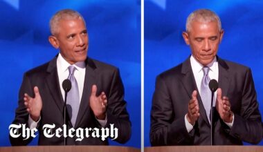 Barack Obama uses hand gesture to mock Trump's 'obsession with crowd sizes'