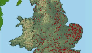 Map which shows the locations of places with the Anglo Saxon suffix "ham"