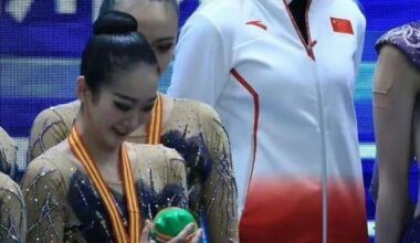 She is Russian's Olympic champion Anastasia Bliznyuk. After Russia got banned, she coaches the Chinese artistic gymnastics team and help them to win gold medal for the first time.