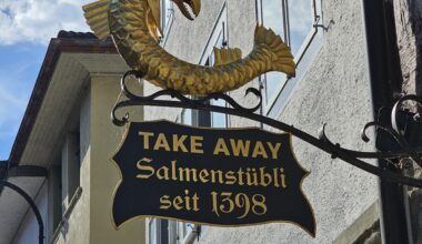 This inn sign in Stein am Rhein, Switzerland, suggesting it's in continuous operation since 1398