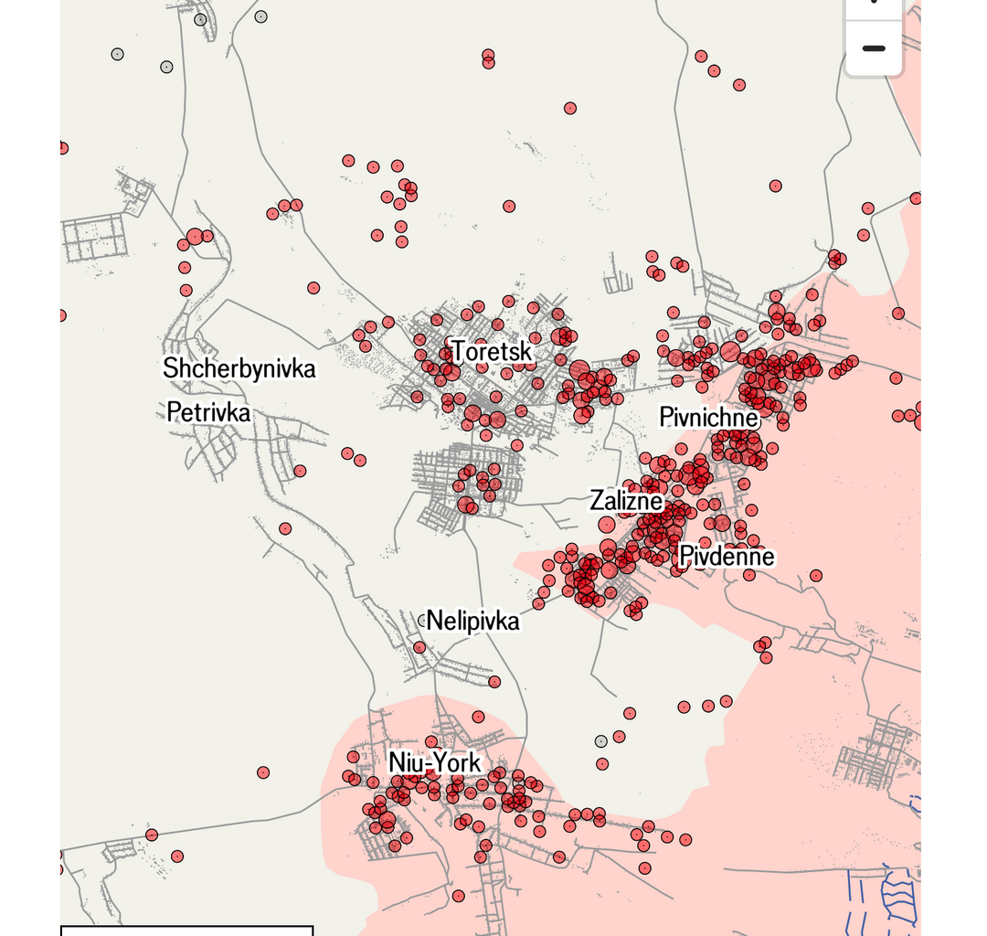 [OC] Russia seizes Niu York, Ukraine - satellite system shows intensive shelling