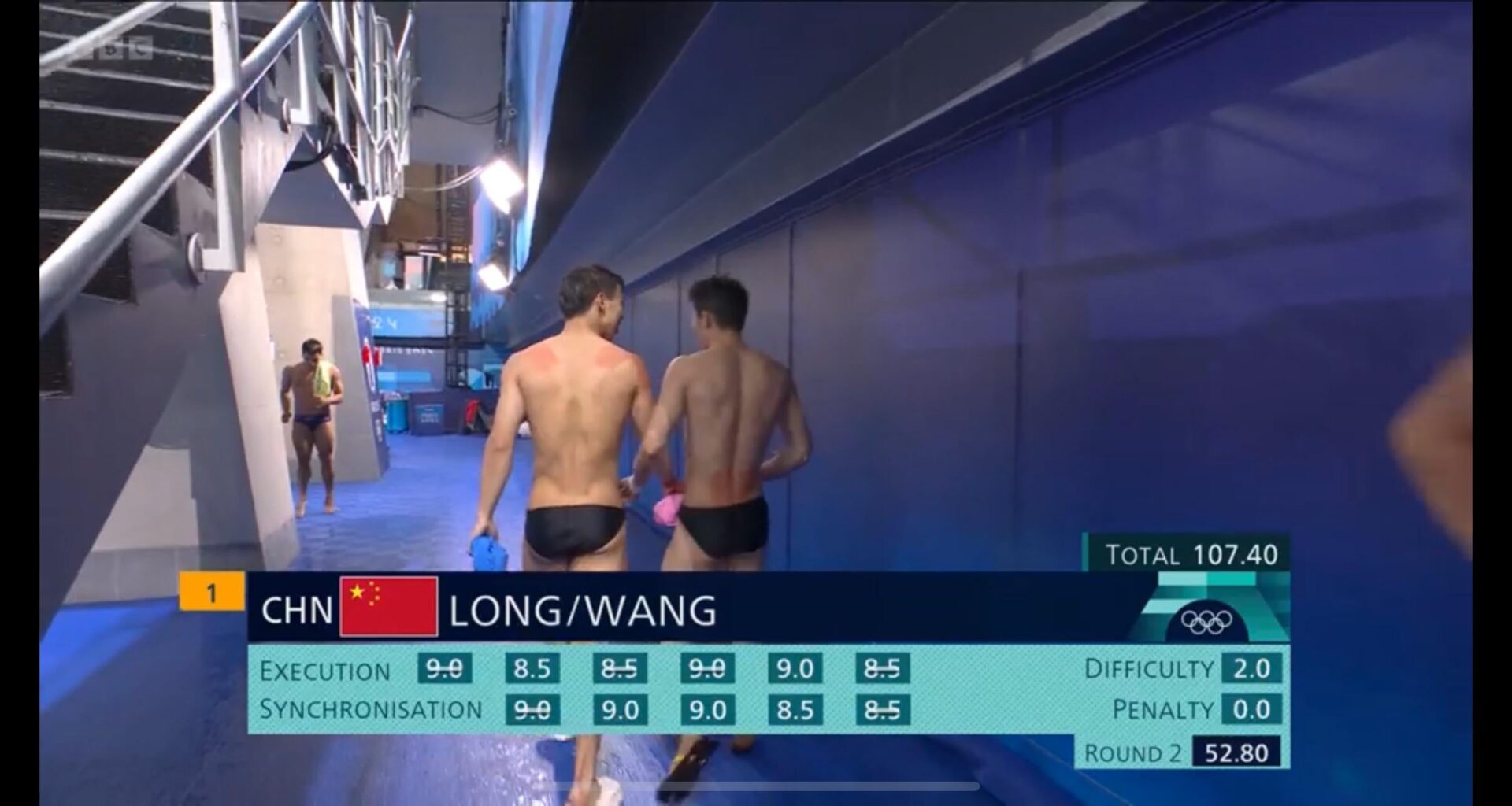 They’re having a laugh with this name combo in the mens synchronised diving this morning.