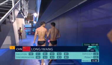 They’re having a laugh with this name combo in the mens synchronised diving this morning.