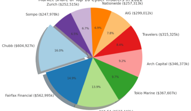 Market Share of Top 10 Cyber Insurers in 2022 [oc]