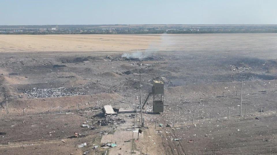 What remains of the Morozovsk airfield ammunition storage area. (Not a repost - watermark removed).