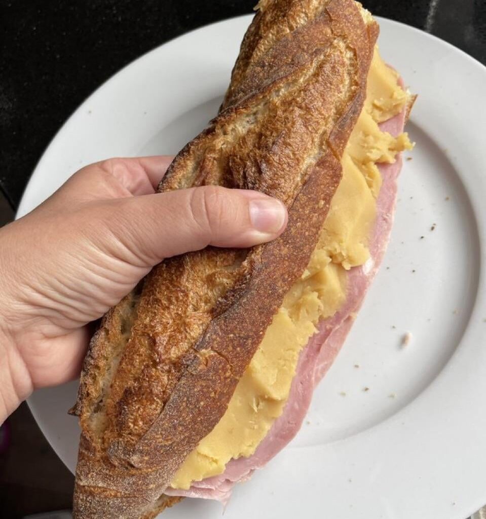 The beauty of a ham and pease pudding sandwich