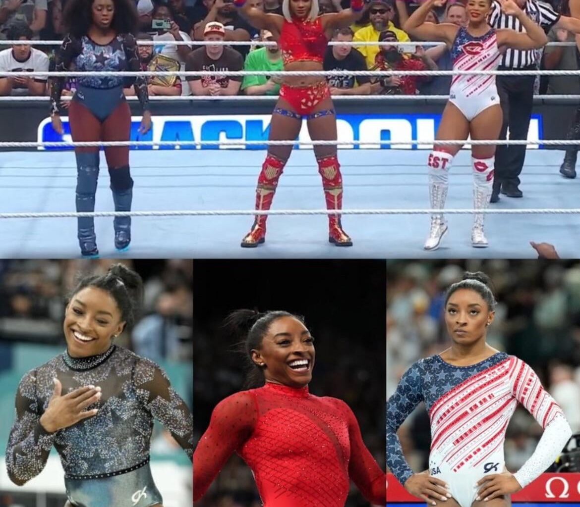 WWE wrestlers paying homage to the legend Simone Biles