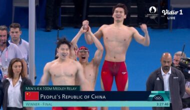 China win the men's 4x100 Medley Relay behind a 45.92 time from Pan Zhanle