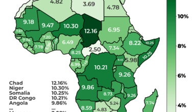 [OC] Population Growth Rate in Africa 2020-2023