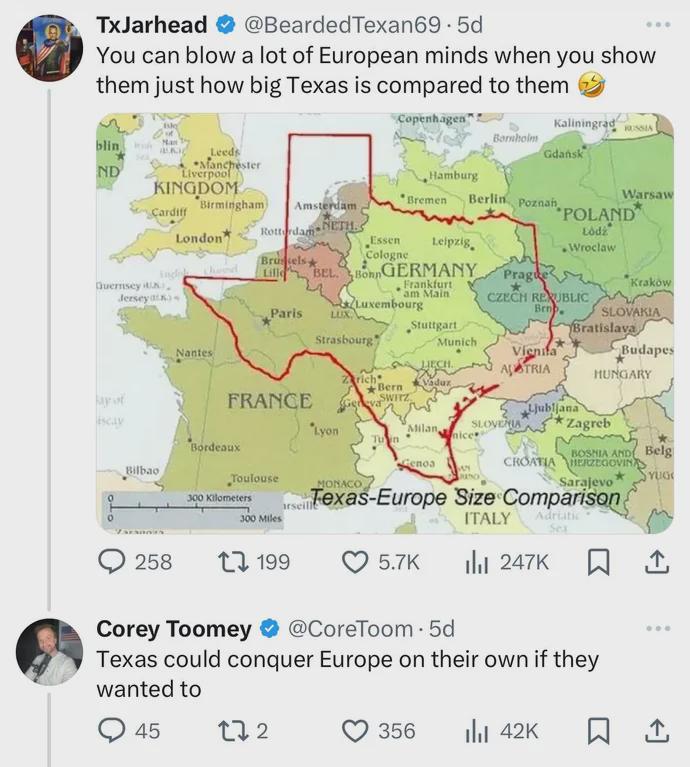 Hans, why don't you rename your country "Klein Texas"?