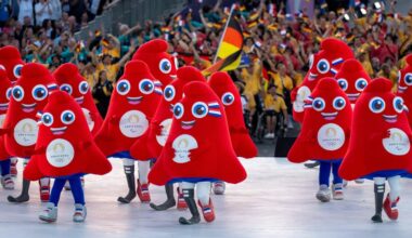 The Phryges doing their show during the opening ceremony