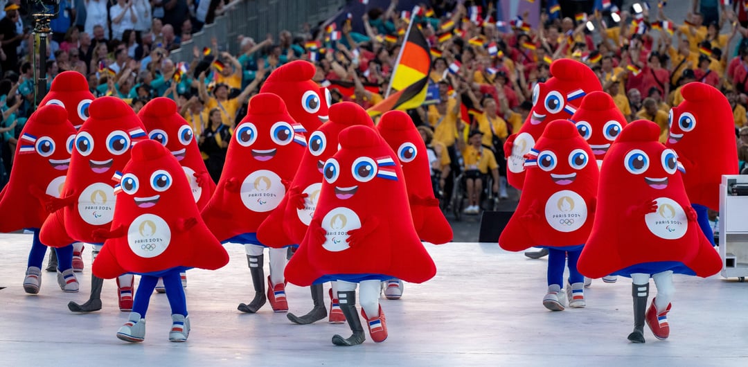 The Phryges doing their show during the opening ceremony