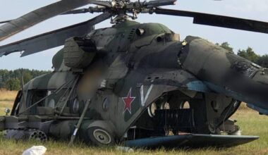 Mi-8 after came under fire and tried a emergency landing near the frontline