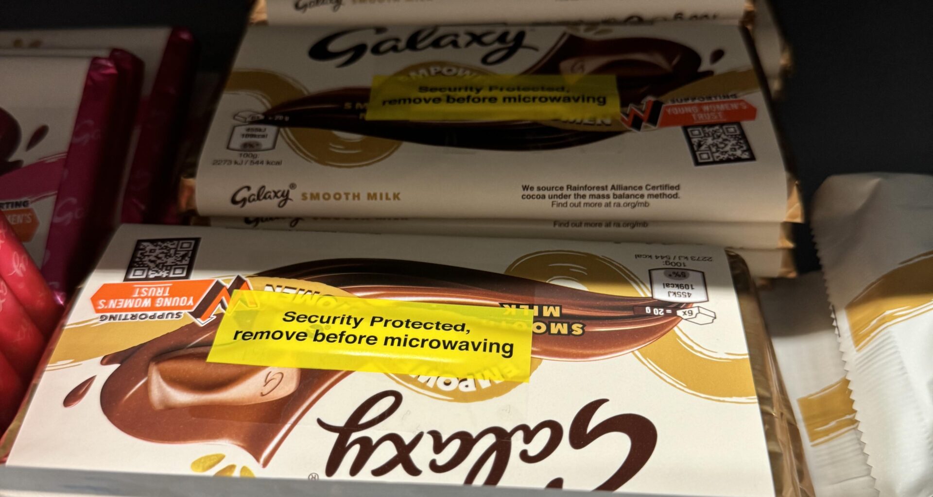 Sad day when they security tag individual chocolate bars imo.