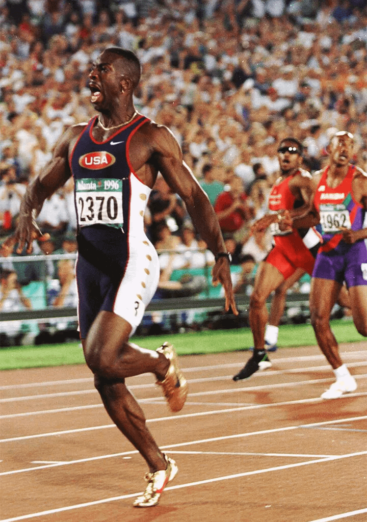 I remember having this poster on the wall as a kid which reminds me how inspiring was Michael Johnson to me. Still has the most unique technique while running, body upright, head held back, chest wide front, only his arms and legs moving, and his trademark golden shoes. Legend.