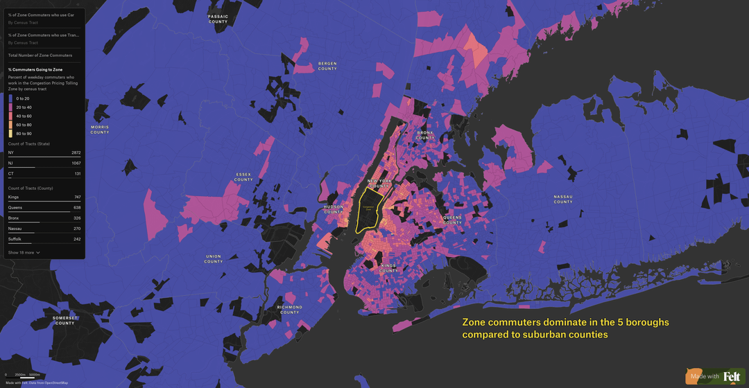 [OC] Who’s Paying the Toll: Mapping the Congestion Pricing Commute in NYC