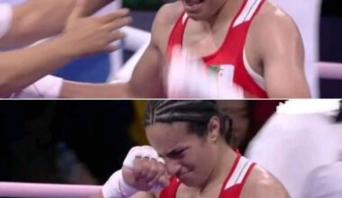 The algerien boxer crying after winning and making it to the finals