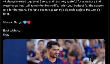 [Ilkay Gündogan] Dear culers, after just one year it’s already time to say goodbye [...]