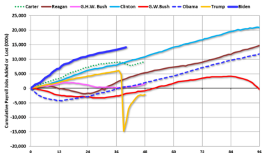 Private and Public Sector Payroll Job Growth During Presidential Terms