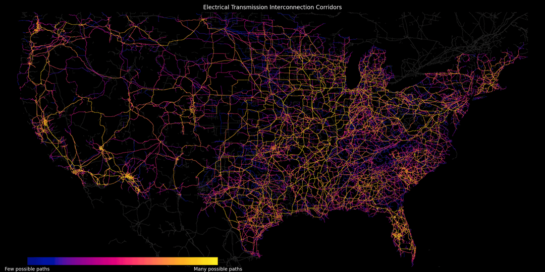 I made maps of the United States transmission grid - details in comments