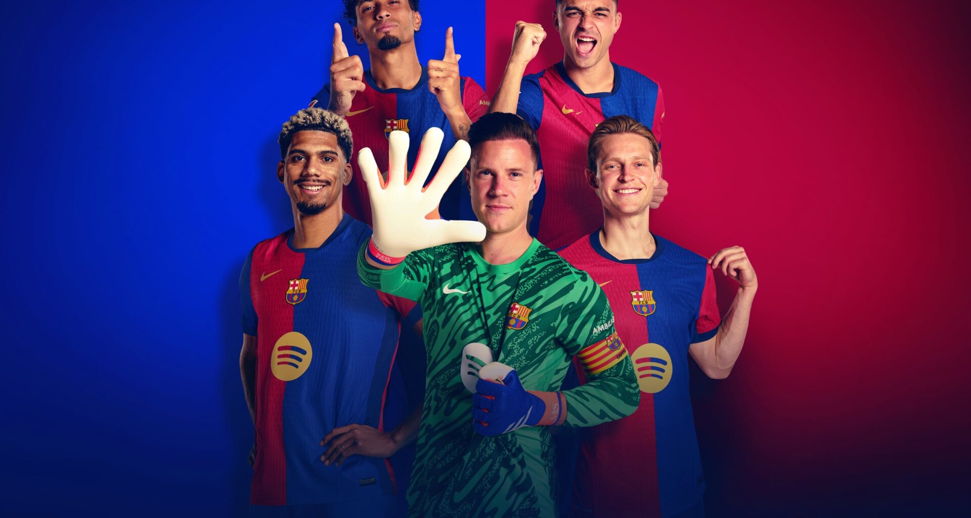 OFFICIAL: The captain's of the FC Barcelona men's first team have been announced for the 2024/25 season. In order of choice, these are Marc-André ter Stegen, Ronald Araujo, Frenkie de Jong, Raphinha and Pedri, as voted by the squad members themselves.