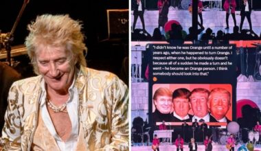 Rod Stewart mocks Donald Trump for ‘turning orange’ after comments about Kamala Harris’s race