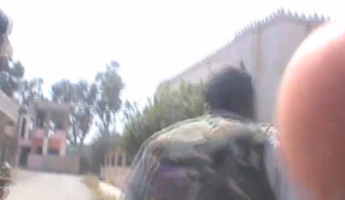 FSA fighters provide cover & assistance to a wounded comrade caught under SAA fire - Khirbet Ghazala, Daraa - 5/10/2013