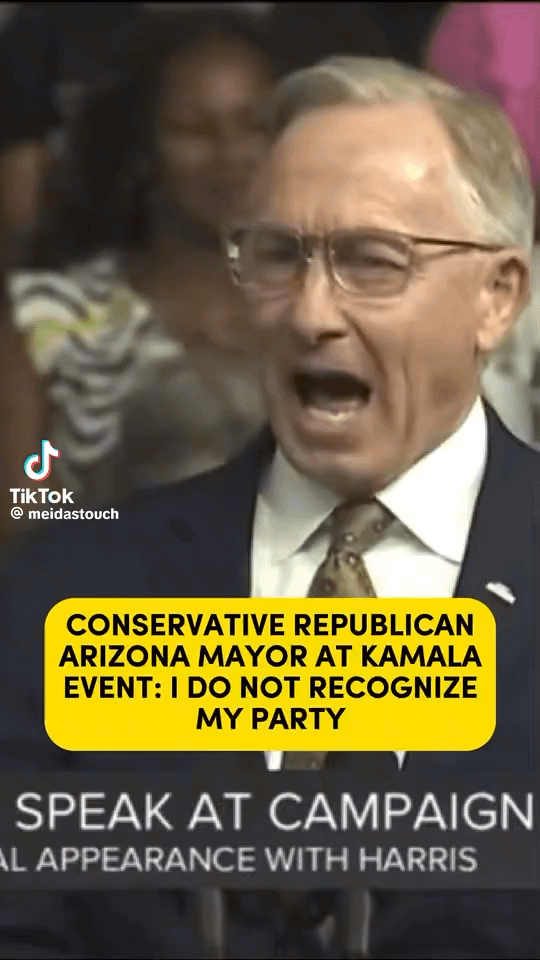 Lifelong Conservative Republican Mayor John Giles from Meza, AZ: “I don’t recognize my party anymore. Let me send a message to my friends in the political middle, you don’t owe a damned thing to that party…it’s time to vote for the adults in the room, Kamala Harris and Tim Walz!”