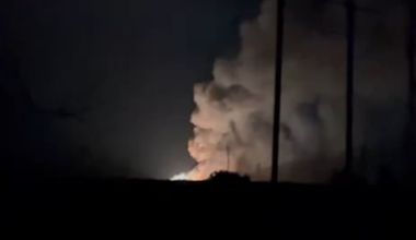 Strike by a Ukrainian locally produced R-360 Neptun missile destroying an ammunition stockpile in the Ostrozhsky district of Russia's Voronezh region, August 24, 2024 [50.80389,39.01350]