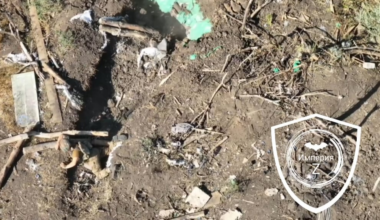 A Ukrainian soldier approaches and fires at a Russian soldier in a dugout, the Russian shoots back hitting the Ukrainian multiple times but thanks to his body armor he manages to retreat to a close friendly position, Zaporizhzhia Oblast