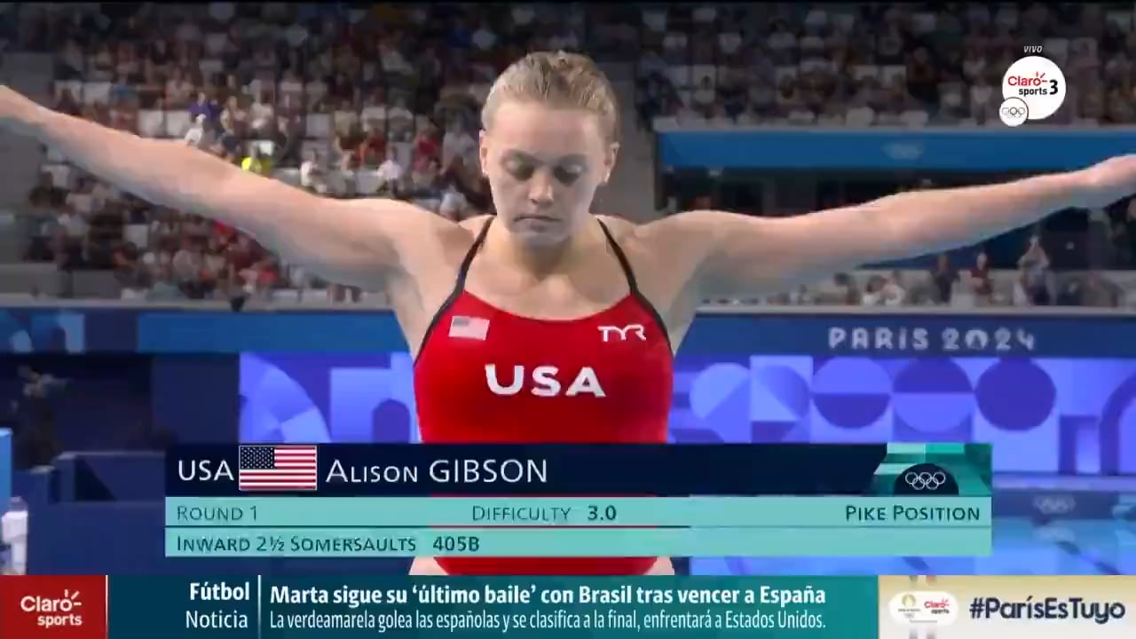 American diver Alison Gibson received the only "0" in 3m springboard diving.