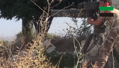 FSA 13th Division BGM-71 TOW strike on a Syrian Army T-62 al-Tarraf Military Checkpoint - 7/9/2014