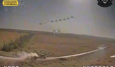 FPV pilots of the Ukrainian 109th Territorial Defense Brigade "MURAMASA" attack several Russian armored vehicles. (including a BREM armored recovery vehicle, an MT-LB, a 152-mm "Msta-S" self-propelled howitzer, and others) Pokrovske, Donetsk Oblast.