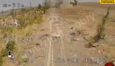 Ukrainian FPV drone attacks on a variety of Russian armored vehicles somewhere in the Donetsk front